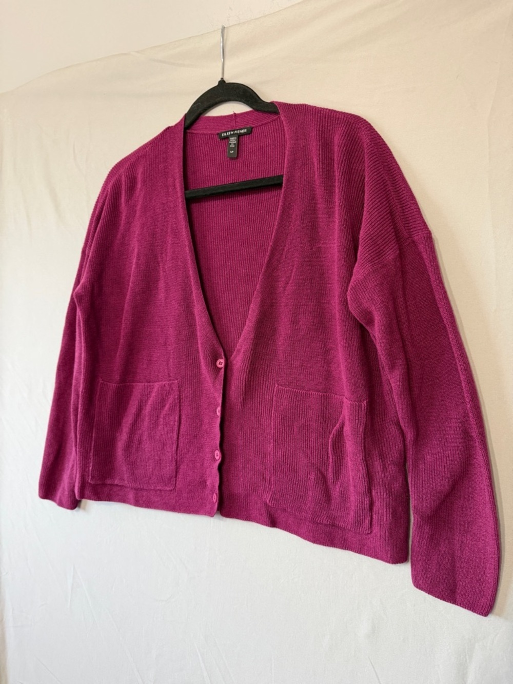 Eileen Fisher Womens Organic Linen Cotton V-Neck Cardigan S Quiet Luxury READ - Picture 4 of 8
